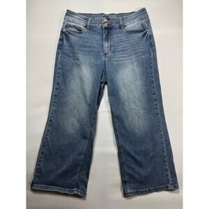 Judy Blue Women's Wide Leg Crop Blue Stretch Denim Jeans - Size 15/32 (33x24)